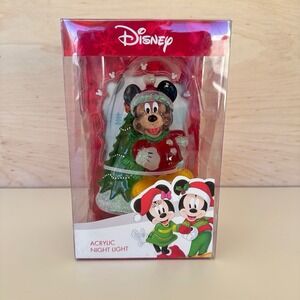 Disney Mickey Mouse Christmas Plug In Acrylic Nightlight 360 Rotating New In Box
